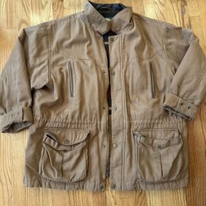 CABELA'S Duck Canvas Field Jacket Blanket Flannel Lined Chore Barn Coat 2XL Reg
